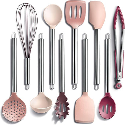 COOK WITH COLOR Silicone Cooking Utensils, Kitchen Utensil Set, Cooking Utensils by CookwithColor