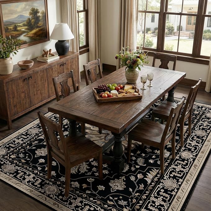 RELEANY Area Rugs 5'x7' Washable Non-Slip, Floral Vintage Distress Medallion - Image 3