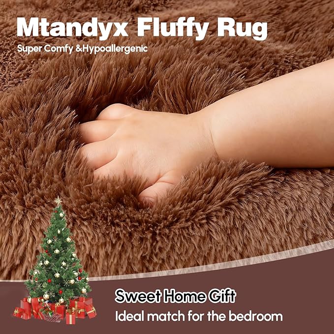 5x7 Plush Fluffy Area Rugs, Large Soft Carpet, Upgraded Non-Slip Rectangular Rug - Image 2