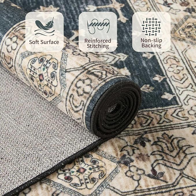 Rugxara Area Rugs for Living Room Bedroom, Washable Rug, Non Slip & Low Pile - Image 5