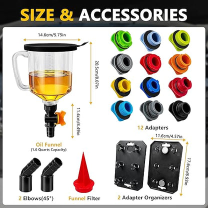 18 Pack No Spill Engine Oil Funnel Kit，1.59QT/1.5L Automotive Oil Funnel Set， 2 - Image 3