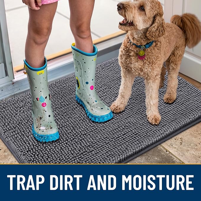 Smiry Dog Door Mat for Muddy Paws 59x35, Absorbent Dirt Trapper, Non-Slip - Image 3
