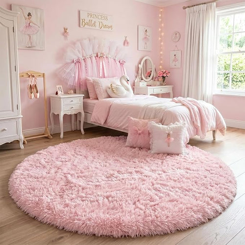 Amdrebio Light Pink Round Circle Rug 4Ft - Image 2