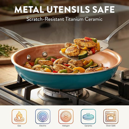 GOTHAM STEEL 20 Piece Copper Pots and Pans Set Nonstick Cookware & Ceramic - Image 4