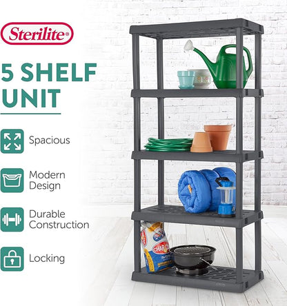 Sterilite 5 Shelf Unit, Heavy-Duty Shelving Storage Rack - Image 4