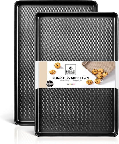 HONGBAKE 2 Pack Half Sheet Pan Set, 1/2 Cookie Sheets by HONGBAKE