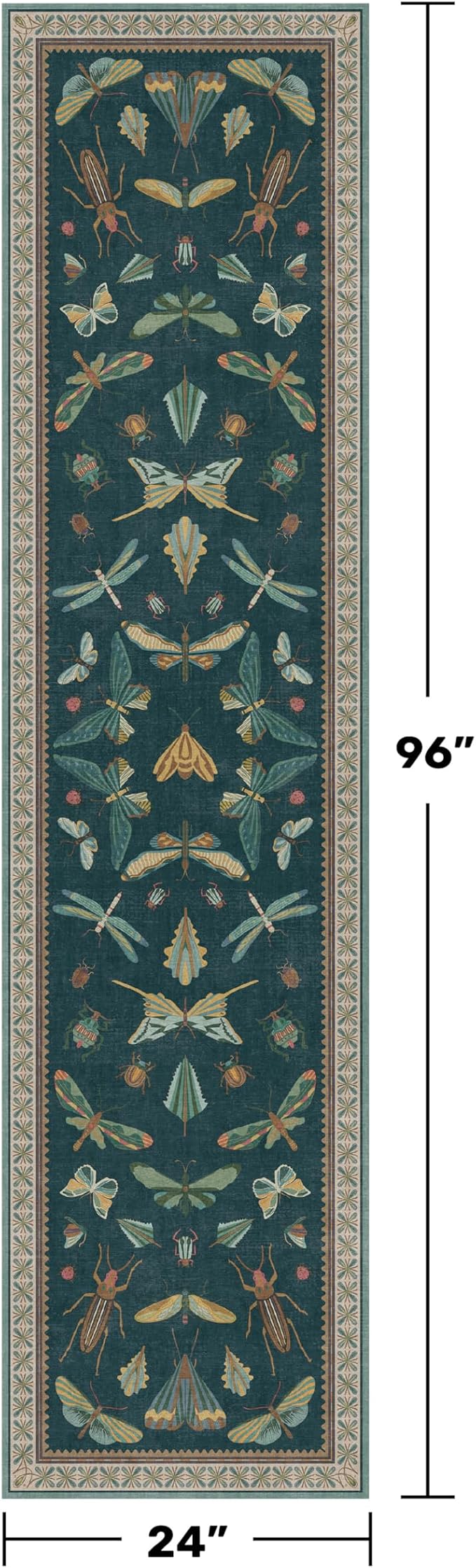 Hazo Haus Teal Boho Runner Rug 2x8, Washable Non Skid Kitchen Sink Carpet - Image 2
