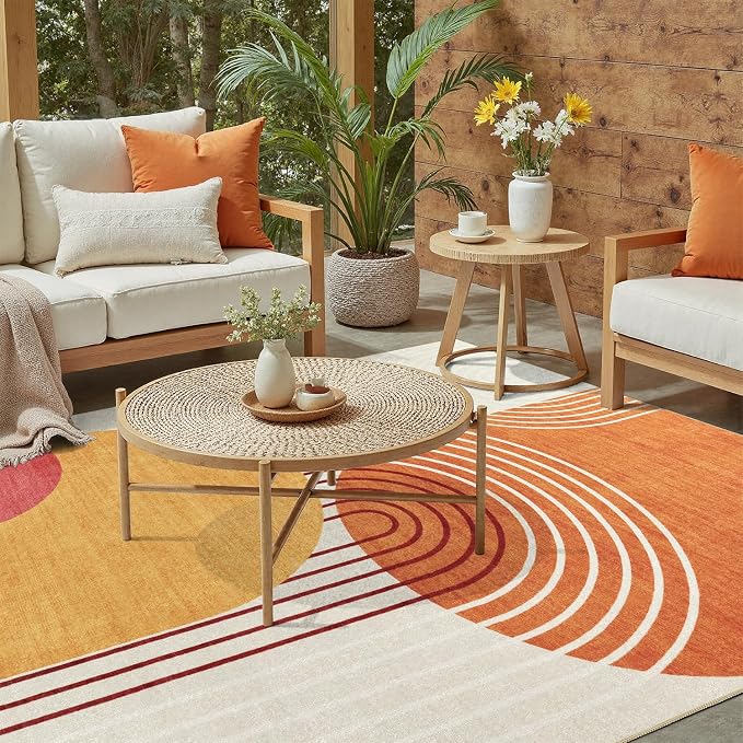DCX Abstract Machine Washable 4x6 Rug, Mid Century Modern Rug - Image 6