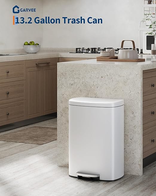 Garvee 13 gal and 2.6 gal Metal Trash Can Combo Set, Rustproof Garbage Can - Image 2