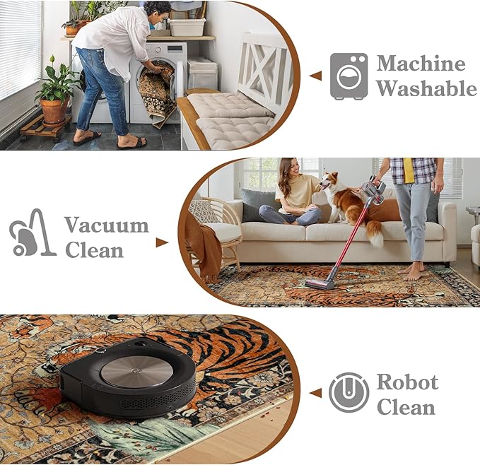 Moynesa Tiger Washable Rugs, 3x5 Entry Area Rugs, Non Slip Vintage Soft Living - Image 4