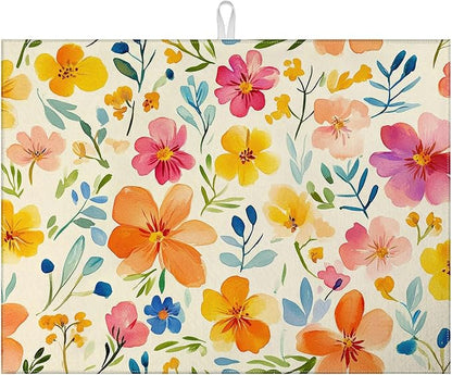 Colorful Flower Dish Drying Mat by MOUNTANLLY