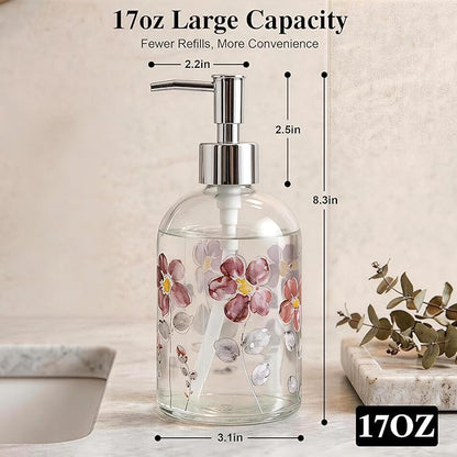17oz Glass Soap Dispenser with Plastic Pump, 2 Pack Refillable Kitchen Soap - Image 8