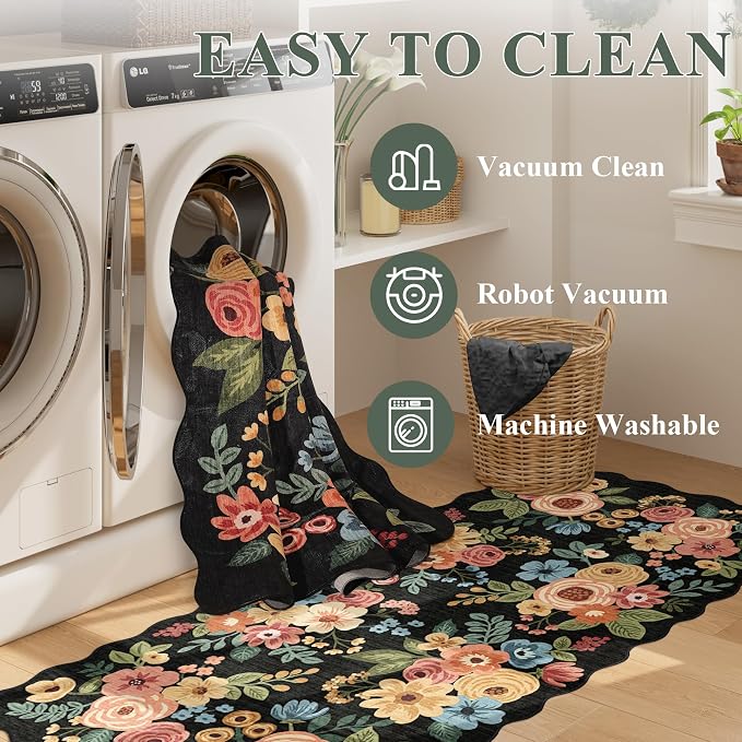 DUKINO 3x6 Washable Runner Rug, Soft Indoor Floral Non Slip Runner Rug - Image 7