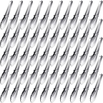 Meanplan 50 Pcs Small Stainless Steel Kitchen Tongs 7 Inch Food Serving Tongs by Meanplan