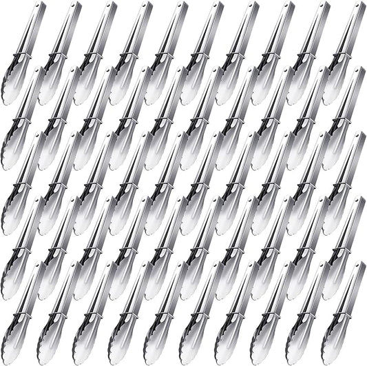 Meanplan 50 Pcs Small Stainless Steel Kitchen Tongs 7 Inch Food Serving Tongs by Meanplan