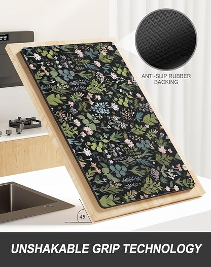 Rnivvi Dish Drying Mat for Kitchen Counter, XL 15 x 24" Cute Flower Theme Super - Image 5