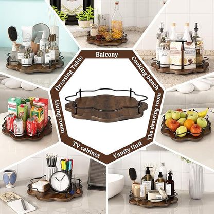12" Lazy Susan Turntable Organizer, Round Wooden Lazy Susan Organization and - Image 4
