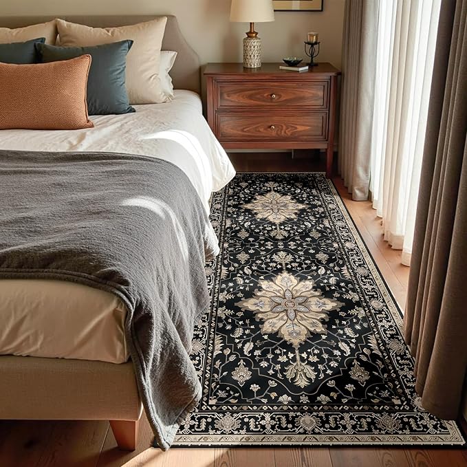 RELEANY Area Rugs Runner 3'x8' Washable Non-Slip, Floral Vintage Distress - Image 2