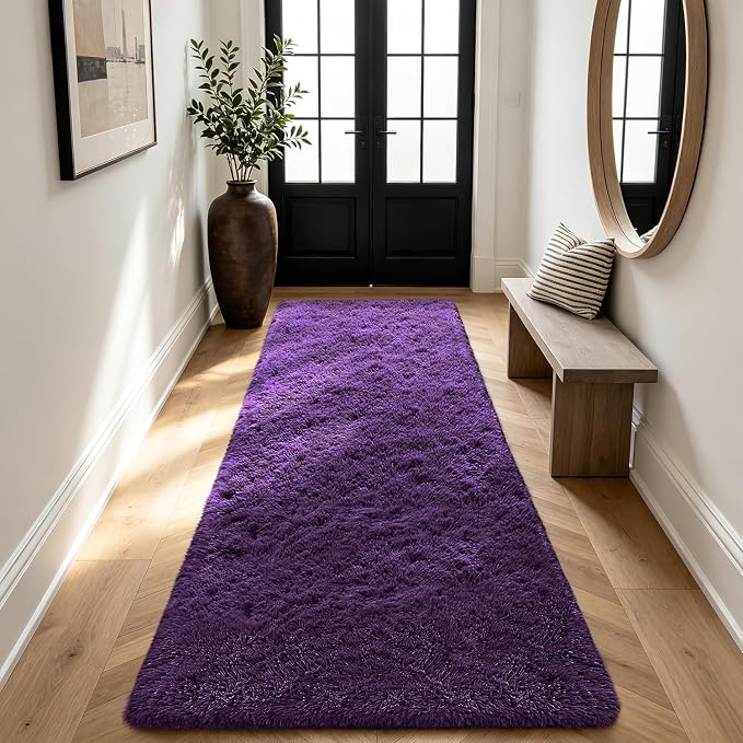 Shag Runner Rug for Bedroom Living Room 3x7 Upgrade Non-Slip Fluffy Soft - Image 7