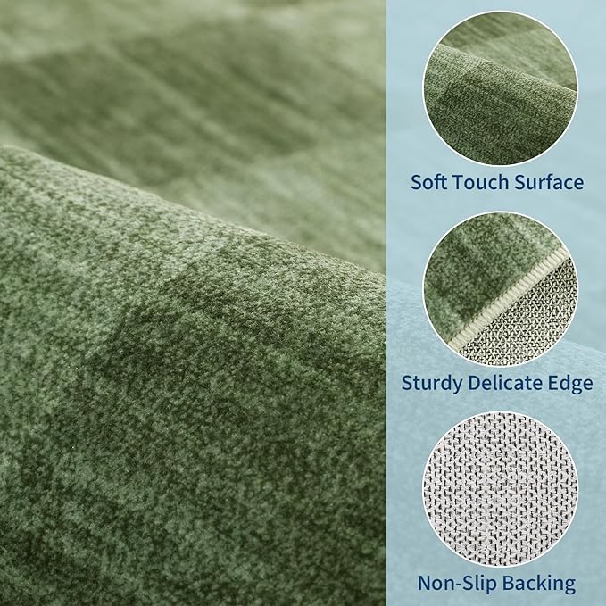 GarveeHome 2.5×8 Kitchen Runner Rug Non Slip, Moss Green Checkered Rug - Image 4