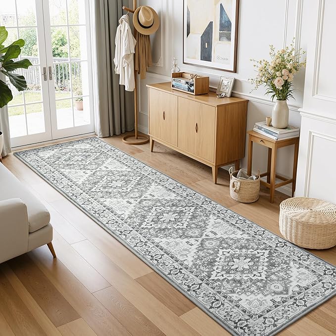 Lessymo Runner Rug for Hallway 2 x 8, Machine Washable Area Rugs Boho Faux Wool by Lessymo
