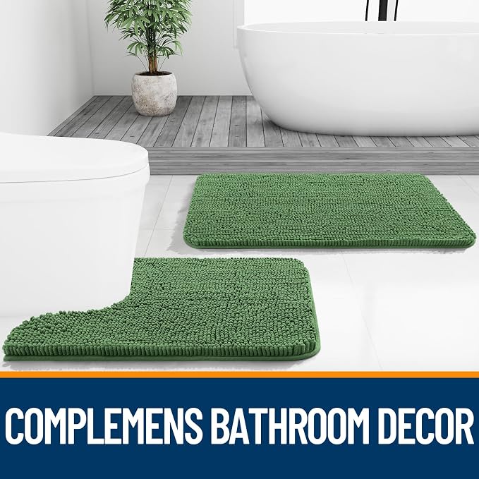 OLANLY Bathroom Runner Rugs 44x24, Soft Absorbent Chenille Bath Rugs, Rubber - Image 7