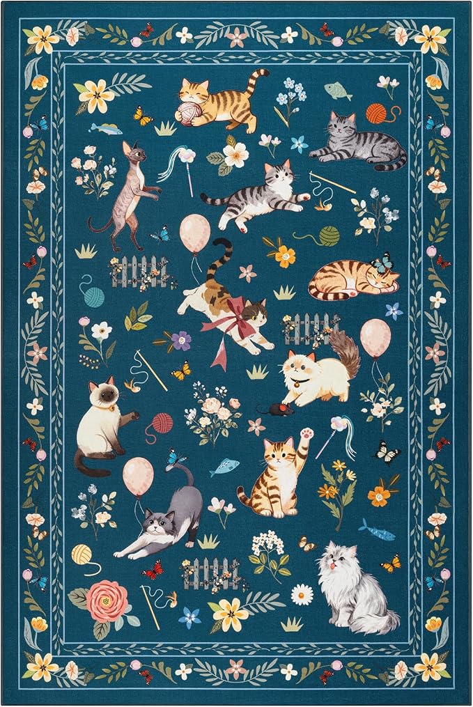 Unirea 8x10 Dark Blue Cat Area Rugs - Image 2