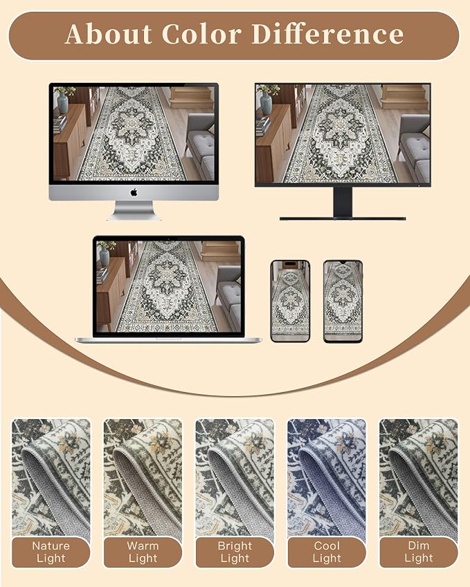Madane Hallway Runner Rug 4x8 Wide: Washable Thin Runners - Image 9