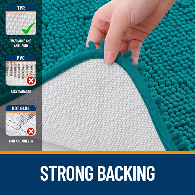 OLANLY Bathroom Rugs 30x18, Extra Soft Absorbent Chenille Bath Rugs, Rubber - Image 6