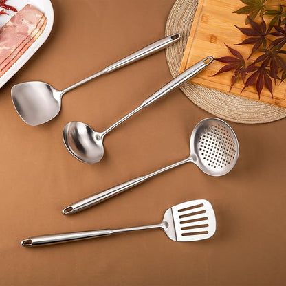 FJNATINH 4-Pieces 304 Stainless Steel Wok Spatula Set, Cooking Utensil Set - Image 2
