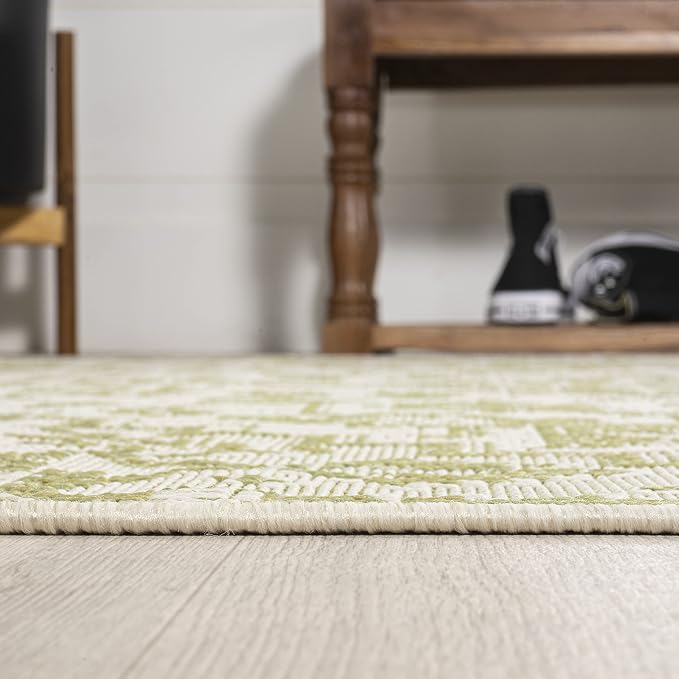 JONATHAN Y Boho Medallion Indoor Outdoor Area Rug 5X8 Cream/Green, Estrella - Image 7