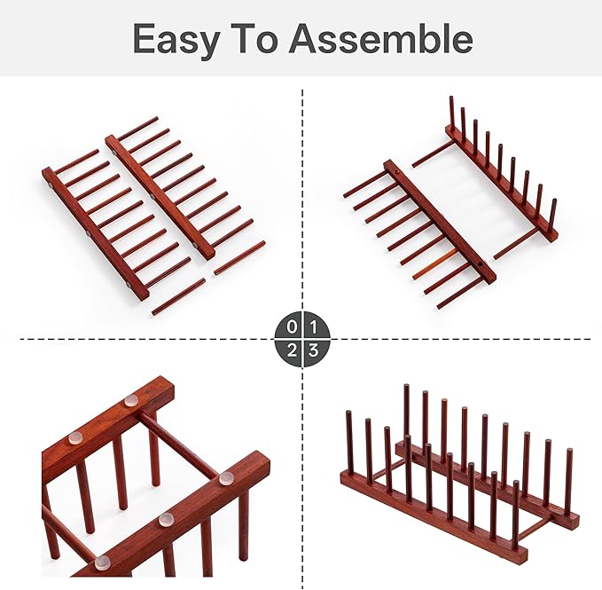 HBlife 2pcs Rosewood Wooden Dish Drying Rack - Image 5