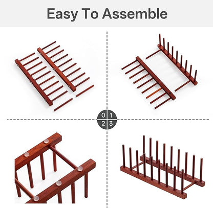 HBlife 2pcs Rosewood Wooden Dish Drying Rack - Image 5