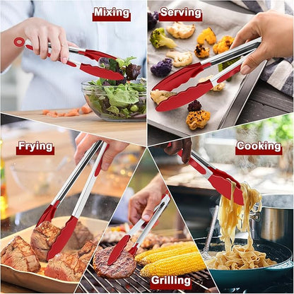 TeamFar Kitchen Tongs, Heat Resistant Silicone Tongs, Locking Design & - Image 7