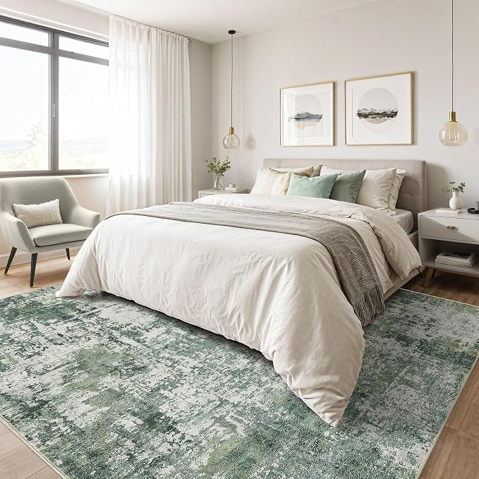 9x12 Area Rug Living Room: Washable Large Abstract Soft Stain Resistant Indoor - Image 4