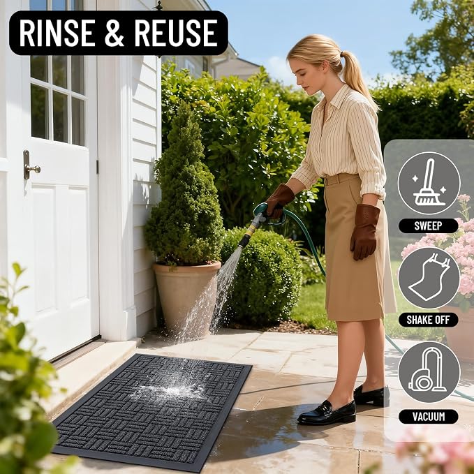 OLANLY Front Door Mat Outside Entrance 47x17, Heavy Duty Sturdy Natural Rubber - Image 7