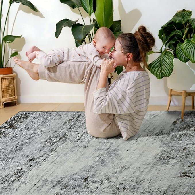 Toneed Abstract Area Rug 6x9 Modern Washable Rug Soft Non Slip Rug Low Pile - Image 5