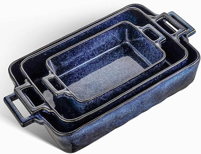 VICRAYS Ceramic Bakeware Set, Porcelain Rectangular Lasagna Pans Casserole Dish by VicraysCeramic