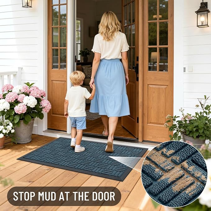 OLANLY Front Door Mat Outside Entrance 59x34, Heavy Duty Sturdy Natural Rubber - Image 7