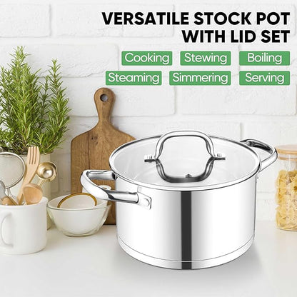 TeamFar Stainless Steel Stock Pot, 4-quart Tri-ply Base Stockpot Cooking Pasta - Image 7