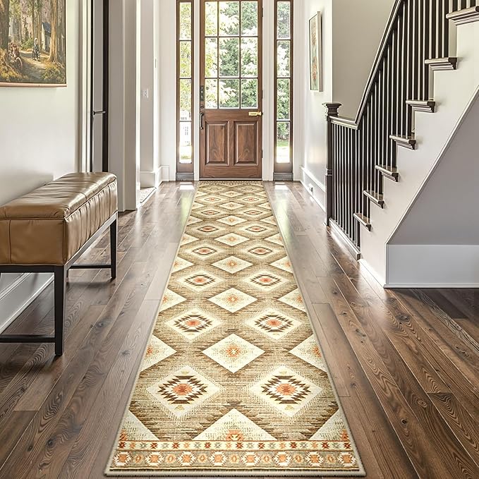 Area Rug 2x8 Rug Machine Washable Non-Slip Low Pile Print Pattern Western Rug - Image 7