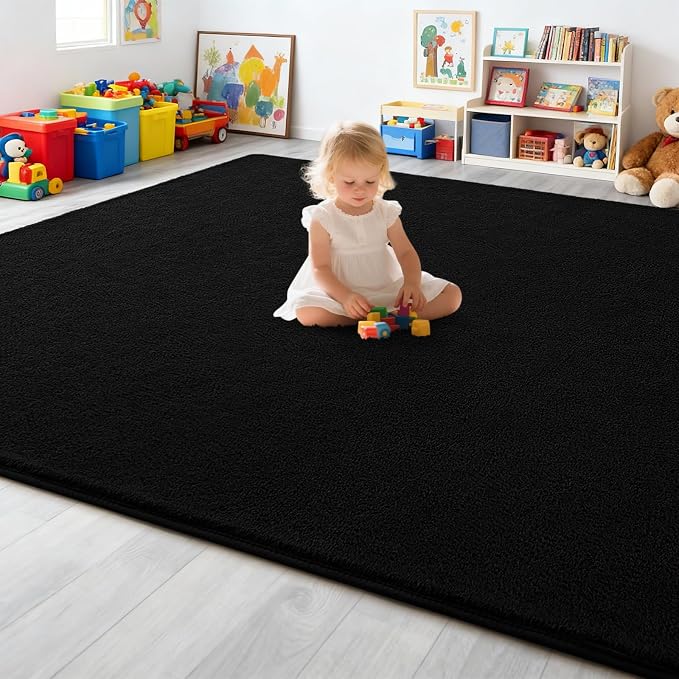 5x7 Feet Black Area Rugs for Bedroom, Indoor Washable Memory Foam Rug for - Image 7