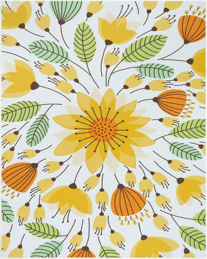 Lahome Floral Indoor Outdoor Rug 8x10, Non Slip Outdoor Patio Rug - Image 7