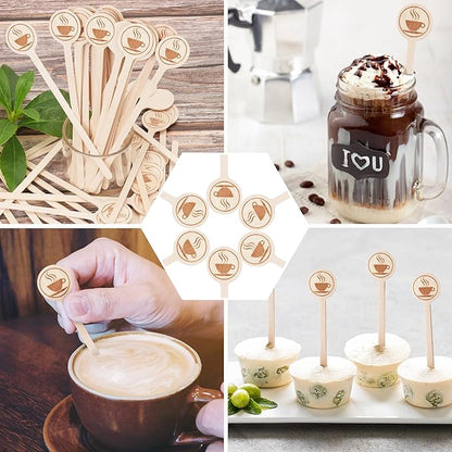 100Pcs Coffee Stirrers-5.9 Inch Natural Wooden Stir Sticks - Image 6
