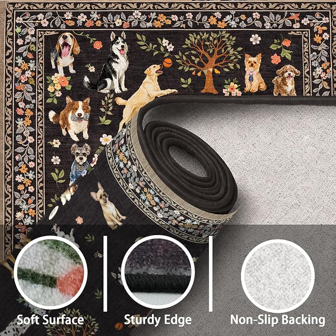 Dogs Area Rugs 24x17 Inch Home Decor Entry Rug, Small Door Mat Runner, - Image 5
