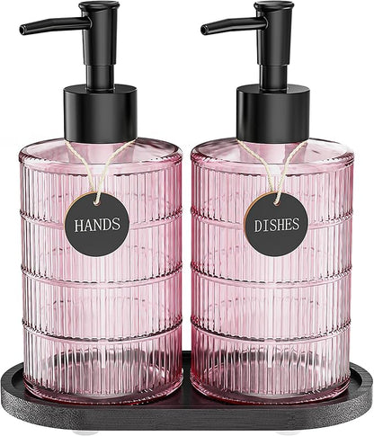 MASADI Soap Dispenser Set with Bamboo Tray, Dish and Hand Soap Lotion Dispenser by masadi