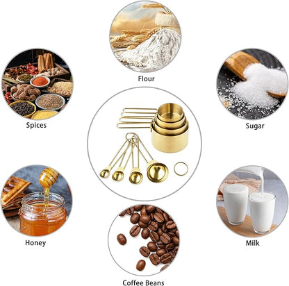 Measuring Cups and Spoons Set, Kaloo 8PCS Stainess Steel Metal Measuring Cups - Image 4