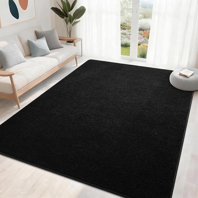 5x7 Feet Black Area Rugs for Bedroom, Indoor Washable Memory Foam Rug for - Image 3
