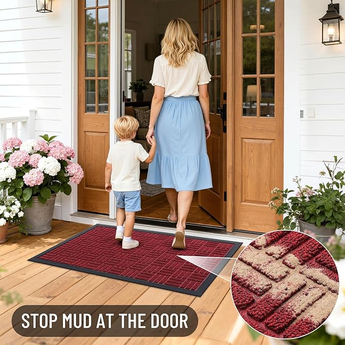 OLANLY Front Door Mat Outside Entrance 59x34, Heavy Duty Sturdy Natural Rubber - Image 6