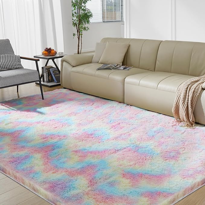 Ultra Soft Rug for Living Room, 6X9 Fluffy Shag Area Rug for Bedroom, Modern - Image 7